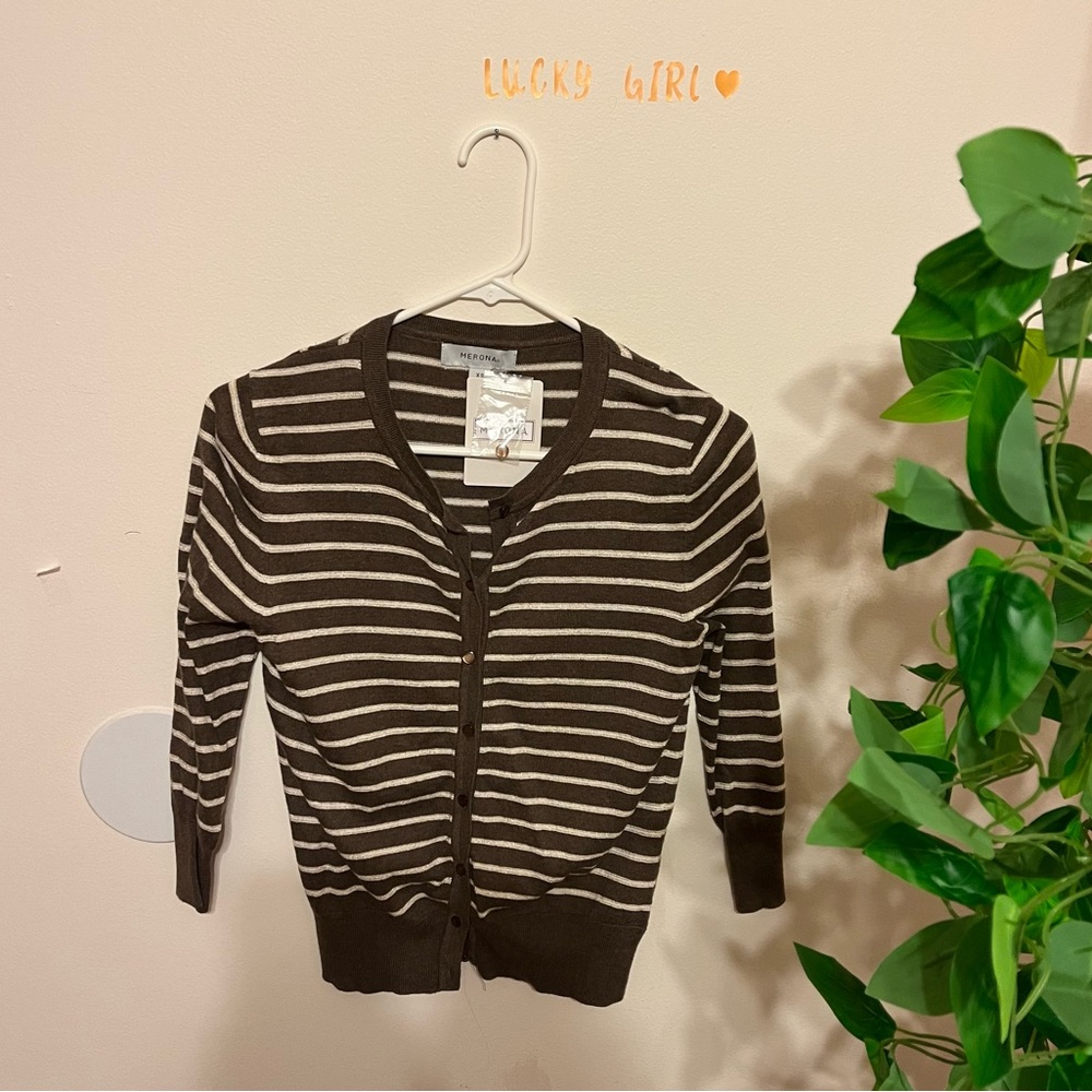 Brown stripe cardigan x small